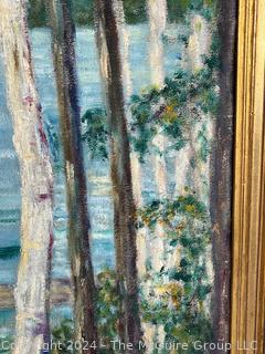 Framed Oil on Canvas Titled "On the Edge of the Lake" Signed by Artist Lilian Giffen (1872-1950). Note on Back of Frame. 23" x 26".