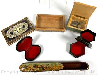 Five (5) Lacquer Painted Trinket Boxes