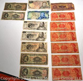 Assortment of Foreign Currency Bank Notes: Mexico; Honduras; Iran