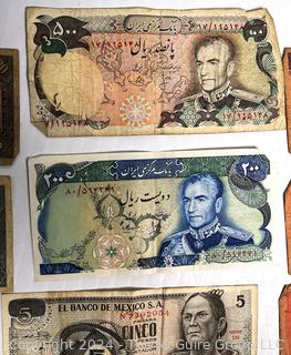 Assortment of Foreign Currency Bank Notes: Mexico; Honduras; Iran