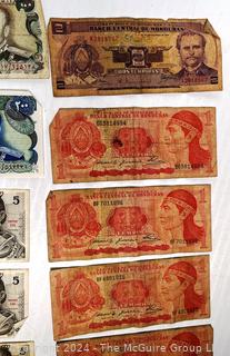 Assortment of Foreign Currency Bank Notes: Mexico; Honduras; Iran