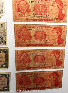 Assortment of Foreign Currency Bank Notes: Mexico; Honduras; Iran