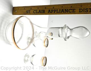 Clear Crystal Carafe and Four Cordial Glasses with Gold Edge