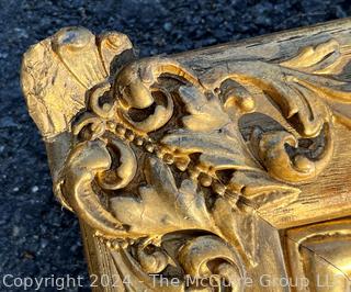 Asian Carved Gilt Wood Panel with Relief of Crane.  