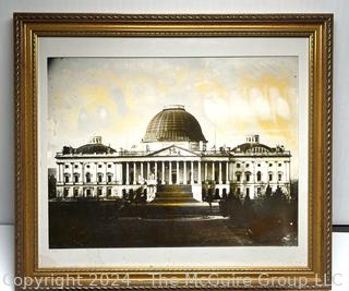 1846 Framed Under Glass Silver Gelatin Photo of the U.S. Capitol Building.  (See accompaning notes in the photo gallery)