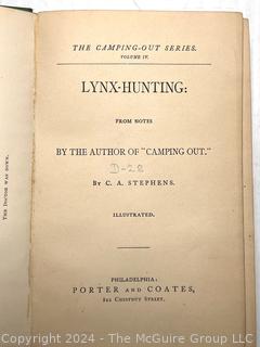 Lynx-Hunting by C. A. Stephens. Illustrated. 1872 HB 