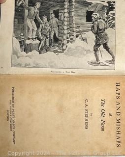 Three (3) C. A. Stephens books: The Haps and Mishaps at the Old Farm