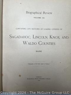 Large Leather Bound Biographical Review Book of Leading Citizens of Sagadahoc, Lincoln, Knox and Waldo Counties, Maine 1897