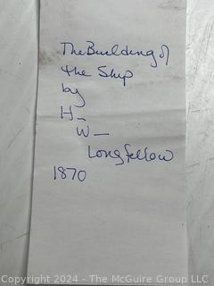 "The Building of The Ship" by Henry Wadsworth Longfellow. Illustrated and Leather Bound. Published by Fields, Osgood, and Co. Boston 1870