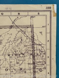 Unframed 1875 Railroad & Township Map of Wyoming. 16" x 20" Looks to be original from an atlas based on the center fold. 