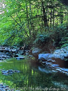 Framed Under Glass Photograph of Rock Creek, Washington DC. Measures 11 x 17.5"