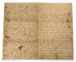 Two (2) Civil War Letters Written by Soldier to Wife and Family.
