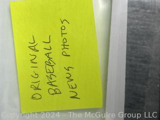 Four (4) Historical NewsWire Black & White Photographs with Descriptions of Baseball Greats Including Dizzy Dean, Stan Musial and Manager Bucky Harris of the Washington Senators.