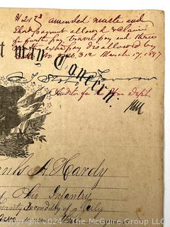 1865 Civil War Soldier Discharge for Capt. Frank A. Hardy of Piqua, Ohio