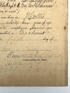 1865 Civil War Soldier Discharge for Capt. Frank A. Hardy of Piqua, Ohio