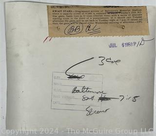 Ten (10) Black & White News Photographs of Baltimore Orioles Baseball History: Earl Weaver; Hank Bauer; Municipal Stadium; Playoff Wins '66; etc