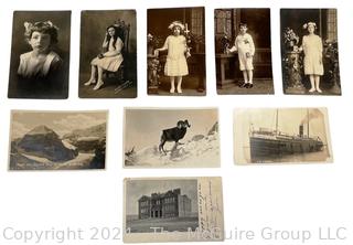 Set of Nine (9) Black & White Real Photo Postcards