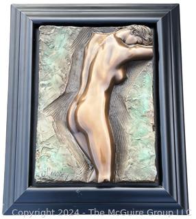 Framed Bronze Bonded Nude Sculpture by Bill Mack Relief Sculpture. 24 x 28"