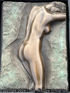 Framed Bronze Bonded Nude Sculpture by Bill Mack Relief Sculpture. 24 x 28"