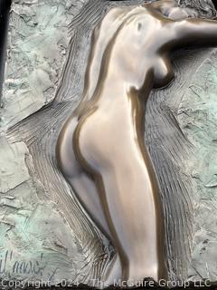 Framed Bronze Bonded Nude Sculpture by Bill Mack Relief Sculpture. 24 x 28"