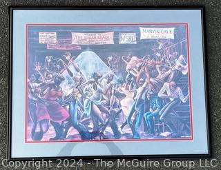 Framed Under Glass Print "The Sugar Shack" (1976) by Ernie Barnes. 27 X 36" 