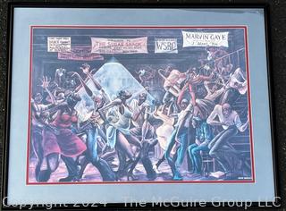 Framed Under Glass Print "The Sugar Shack" (1976) by Ernie Barnes. 27 X 36" 