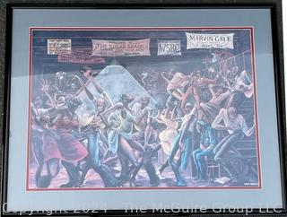 Framed Under Glass Print "The Sugar Shack" (1976) by Ernie Barnes. 27 X 36" 