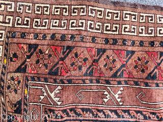 Transitional Tribal Kilim Rug on Brown Ground. 63 x 77"