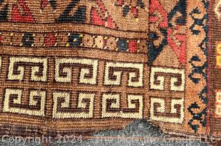 Transitional Tribal Kilim Rug on Brown Ground. 63 x 77"