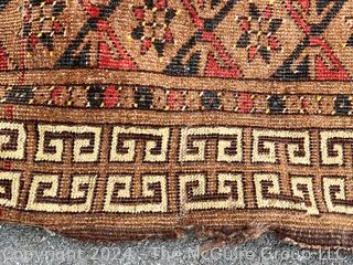 Transitional Tribal Kilim Rug on Brown Ground. 63 x 77"