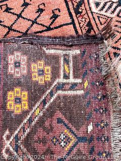 Transitional Tribal Kilim Rug on Brown Ground. 63 x 77"