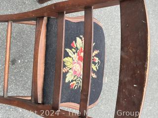 Two (2) Chairs with Needlepoint and Yellow Upholstered Seats