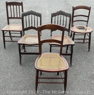 Five (5) Cane Seat Dining Chairs