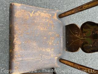 Two (2) Queen Anne Straight Back Chairs with Original Folk Art Paint