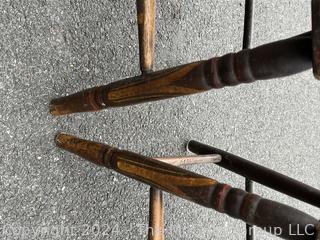 Two (2) Queen Anne Straight Back Chairs with Original Folk Art Paint