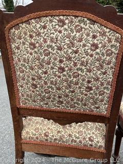 Two (2) Victorian Upholstered Straight Back Chairs