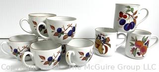 Tea Cups and Coffee Mugs in Royal Worcester Porcelain China Evesham Pattern