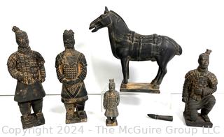 Group of Miniature Chinese Terra-Cotta Warrior Figurines (Note: Broken Tail)