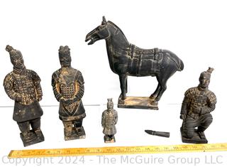 Group of Miniature Chinese Terra-Cotta Warrior Figurines (Note: Broken Tail)