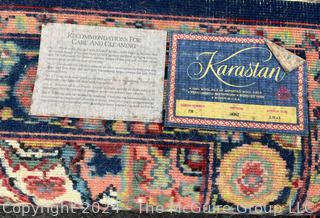 Karastan Heriz Wool Hand Woven Rug on Blue Ground. 24 x 60"