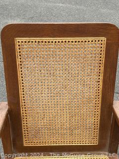 Arts and Crafts Cane Rocking Chair Made by Stickley Brothers  Quaint Furniture with Brass Label. 