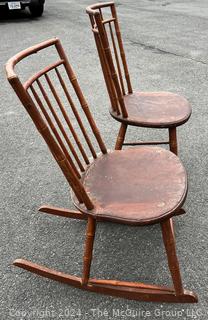 Two (2) Primitive Chairs, One on Rockers