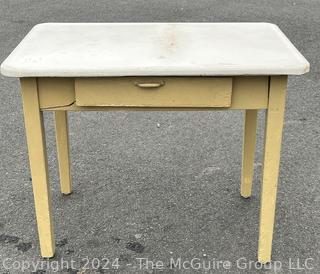 Porcelain Enamel Top Kitchen Table with Drawer