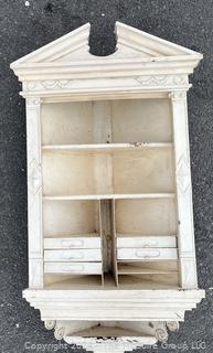 White Painted Metal Corner Mount Wall Display Cabinet