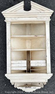 White Painted Metal Corner Mount Wall Display Cabinet