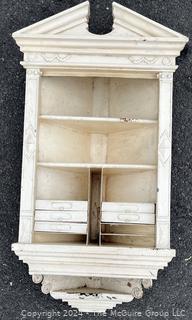 White Painted Metal Corner Mount Wall Display Cabinet