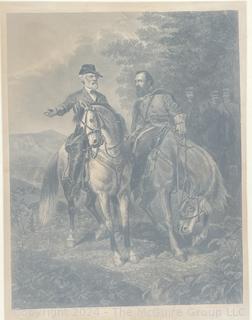 Framed Under Glass Lithograph Titled "The Last Meeting" Featuring Confederate General Robert E Lee And Stonewall Jackson, 1873 