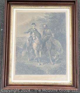 Framed Under Glass Lithograph Titled "The Last Meeting" Featuring Confederate General Robert E Lee And Stonewall Jackson, 1873 