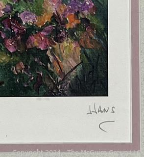 Framed Under Glass Floral Print by Patrick Hans and Numbered (5/20).  16 x 19"