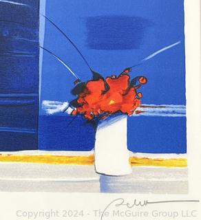 Framed Under Glass Lithograph Titled "Matin Bleu" by Artist Emile Bellet. 18 x 19"